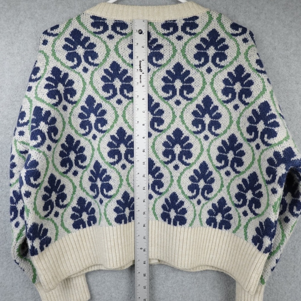 Anthropologie Maeve Cardigan Womens S Knit Floral Pop Graphic Intarsia Nordic - Picture 11 of 14